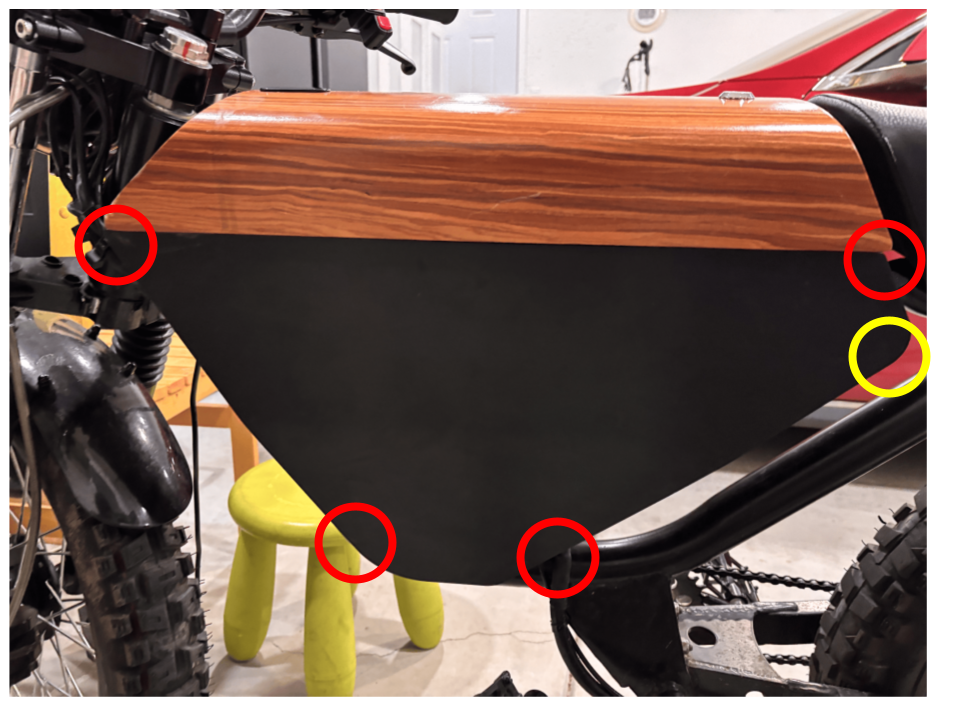 Side panel with hex screws marked